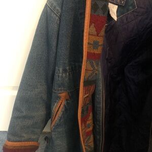 Vintage southwestern print denim toggle jacket
